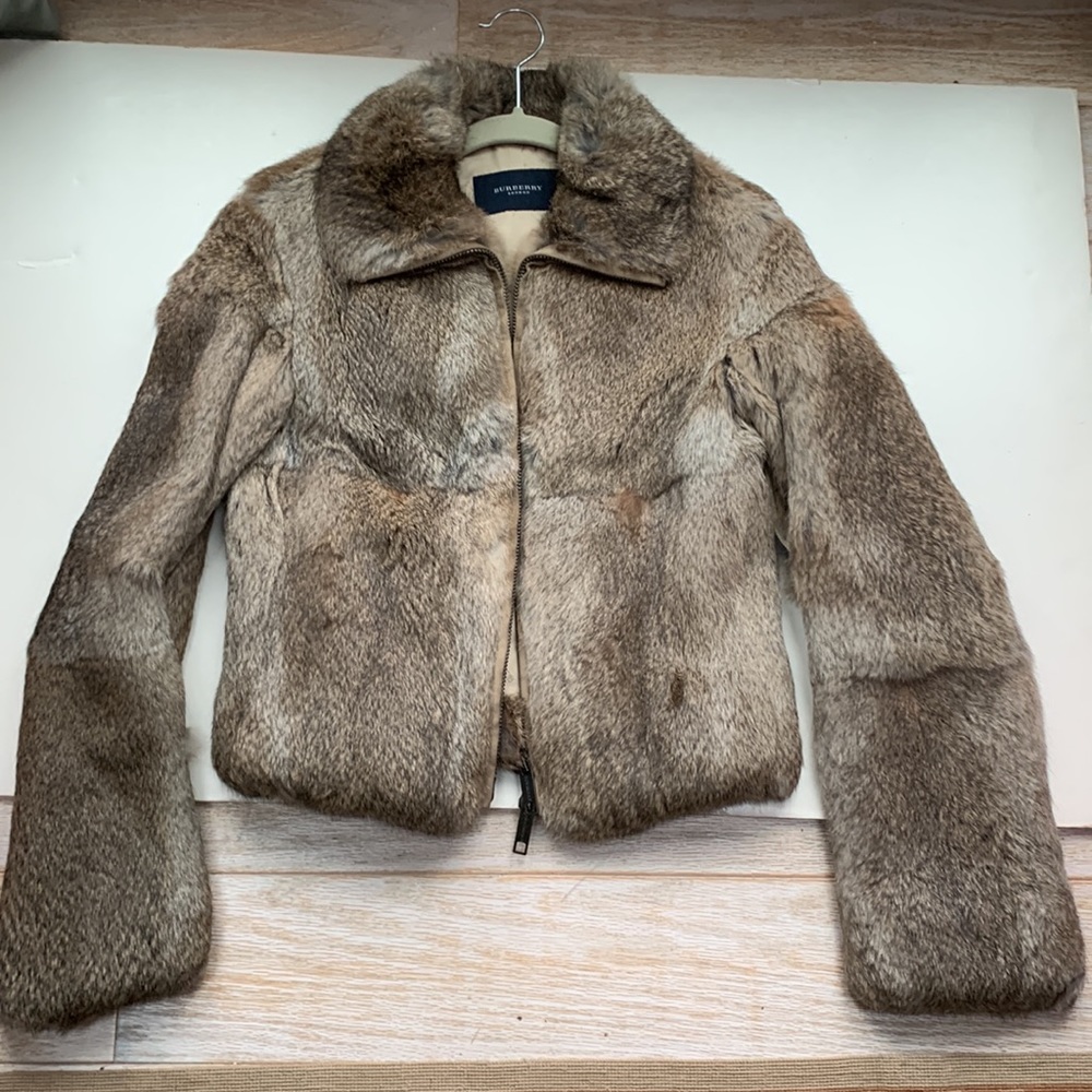 Burberry 🤎 London Cropped Crop Brown Fur Satin Lined Coat Mob Wife Chic 4US 6UK - Picture 2 of 15